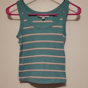 Hippie Rose Teal and Pink Striped Tank Top